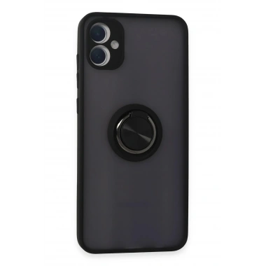 Mey İthalat®  Samsung Galaxy A05 Kılıf Montreal Yüzüklü Silikon Kapak - Siyah