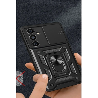 Mey İthalat®  Samsung Galaxy A05 Kılıf Pars Lens Yüzüklü Silikon - Siyah