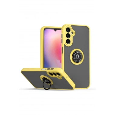 Mey İthalat®  Samsung Galaxy A05S Kılıf Montreal Yüzüklü Silikon Kapak - Sarı