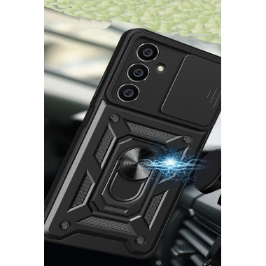 Mey İthalat®  Samsung Galaxy A05S Kılıf Pars Lens Yüzüklü Silikon - Siyah