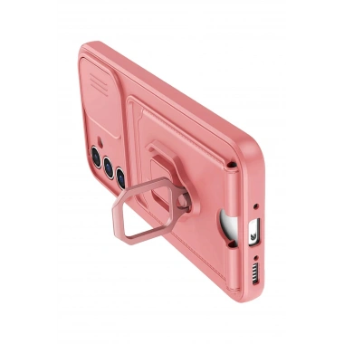 Mey İthalat®  Samsung Galaxy A05S Kılıf Zuma Kartvizitli Yüzüklü Silikon - Pembe
