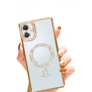Mey İthalat®  Samsung Galaxy A06 Joke Simli Magneticsafe Kılıf - Gold
