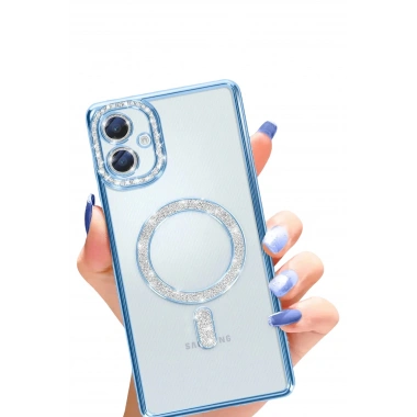 Mey İthalat®  Samsung Galaxy A06 Joke Simli Magneticsafe Kılıf - Mavi