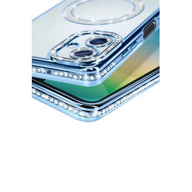 Mey İthalat®  Samsung Galaxy A06 Joke Simli Magneticsafe Kılıf - Mavi