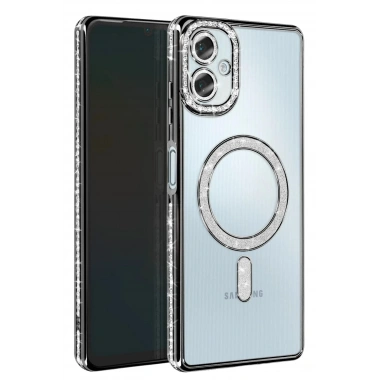 Mey İthalat®  Samsung Galaxy A06 Joke Simli Magneticsafe Kılıf - Siyah