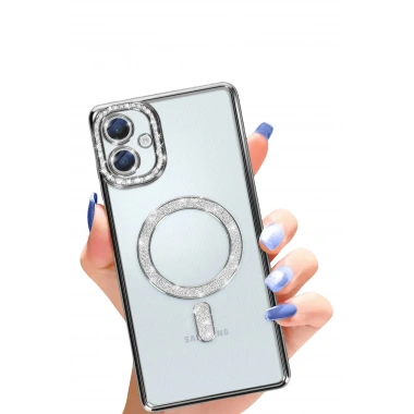 Mey İthalat®  Samsung Galaxy A06 Joke Simli Magneticsafe Kılıf - Siyah