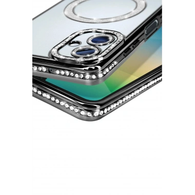 Mey İthalat®  Samsung Galaxy A06 Joke Simli Magneticsafe Kılıf - Siyah