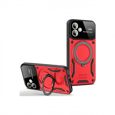 Mey İthalat®  Samsung Galaxy A06 Kılıf Joy Lens Standlı Kapak - Kırmızı