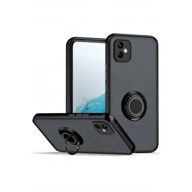 Mey İthalat®  Samsung Galaxy A06 Kılıf Montreal Yüzüklü Silikon Kapak - Siyah