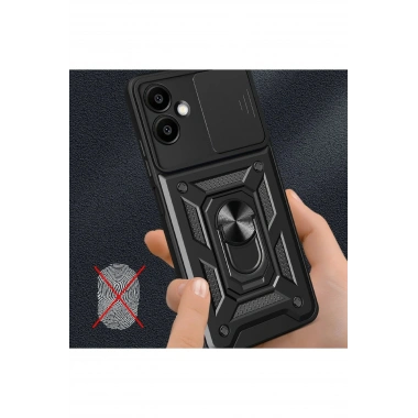 Mey İthalat®  Samsung Galaxy A06 Kılıf Pars Lens Yüzüklü Silikon - Yeşil