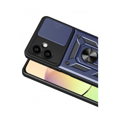 Mey İthalat®  Samsung Galaxy A07 4G Pars Lens Yüzüklü Silikon - Lacivert