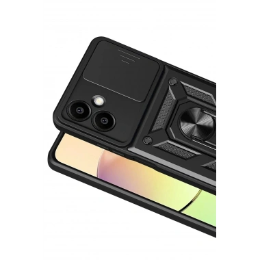 Mey İthalat®  Samsung Galaxy A07 4G Pars Lens Yüzüklü Silikon - Siyah