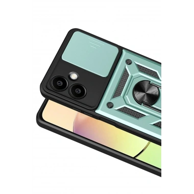 Mey İthalat®  Samsung Galaxy A07 4G Pars Lens Yüzüklü Silikon - Yeşil