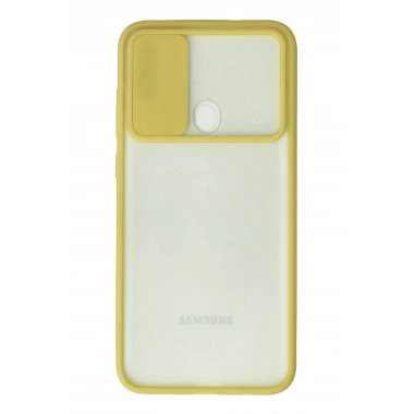 Mey İthalat® Samsung Galaxy A11 Kılıf Palm Buzlu Kamera Sürgülü Silikon - Sarı