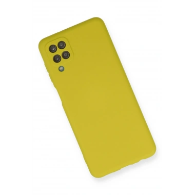 Mey İthalat®  Samsung Galaxy A12 Kılıf Nano içi Kadife Silikon - Sarı