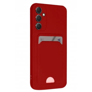 Mey İthalat®  Samsung Galaxy A16 5G Kılıf Kelvin Kartvizitli Silikon - Kırmızı