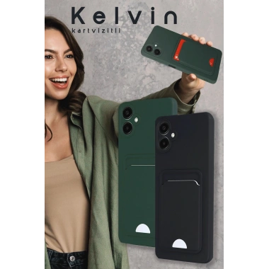 Mey İthalat®  Samsung Galaxy A16 5G Kılıf Kelvin Kartvizitli Silikon - Kırmızı