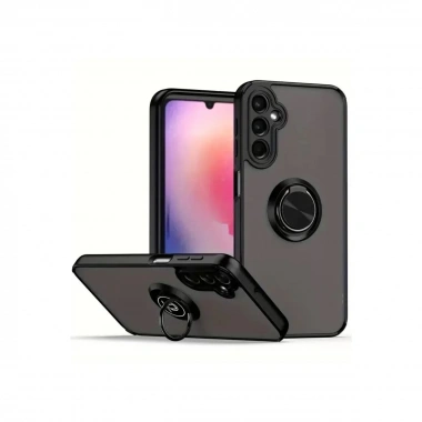 Mey İthalat®  Samsung Galaxy A16 5G Kılıf Montreal Yüzüklü Silikon Kapak - Siyah