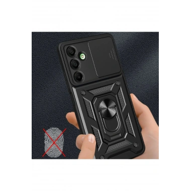 Mey İthalat®  Samsung Galaxy A16 5G Kılıf Pars Lens Yüzüklü Silikon - Siyah