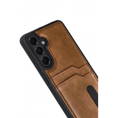 Mey İthalat®  Samsung Galaxy A17 5G Sara Kartvizitli Deri Kılıf - Taba