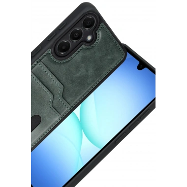 Mey İthalat® Samsung Galaxy A17 5G Sara Kartvizitli Deri Kılıf - Yeşil
