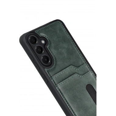 Mey İthalat® Samsung Galaxy A17 5G Sara Kartvizitli Deri Kılıf - Yeşil