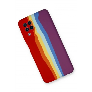 Mey İthalat® Samsung Galaxy A22 Kılıf Ebruli Lansman Silikon - Kırmızı-Mor