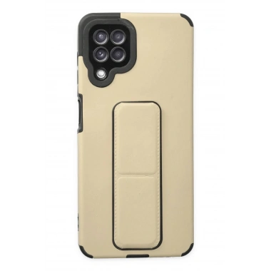 Mey İthalat®  Samsung Galaxy A22 Kılıf Mega Standlı Silikon - Gold