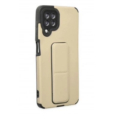 Mey İthalat®  Samsung Galaxy A22 Kılıf Mega Standlı Silikon - Gold