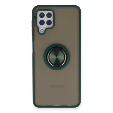 Mey İthalat®  Samsung Galaxy A22 Kılıf Montreal Yüzüklü Silikon Kapak - Yeşil