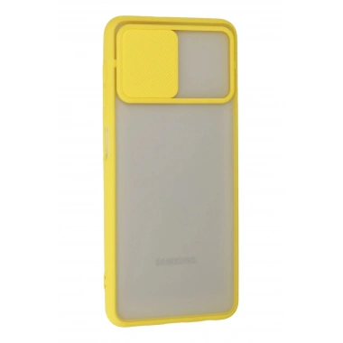 Mey İthalat® Samsung Galaxy A22 Kılıf Palm Buzlu Kamera Sürgülü Silikon - Sarı