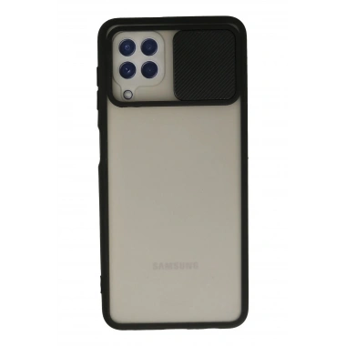 Mey İthalat® Samsung Galaxy A22 Kılıf Palm Buzlu Kamera Sürgülü Silikon - Siyah