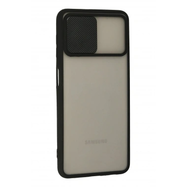 Mey İthalat® Samsung Galaxy A22 Kılıf Palm Buzlu Kamera Sürgülü Silikon - Siyah