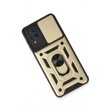 Mey İthalat®  Samsung Galaxy A22 Kılıf Pars Lens Yüzüklü Silikon - Gold