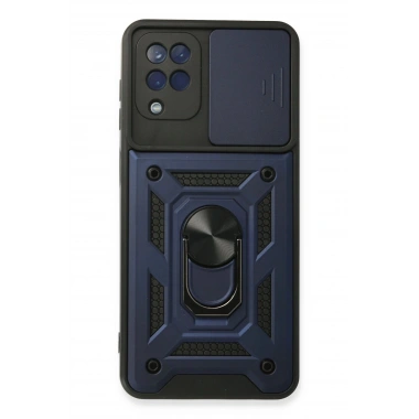 Mey İthalat®  Samsung Galaxy A22 Kılıf Pars Lens Yüzüklü Silikon - Lacivert