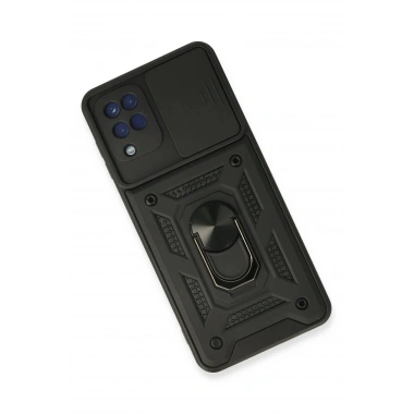 Mey İthalat®  Samsung Galaxy A22 Kılıf Pars Lens Yüzüklü Silikon - Siyah