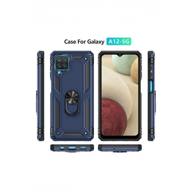Mey İthalat® Samsung Galaxy A22 Kılıf Sofya Yüzüklü Silikon Kapak - Lacivert