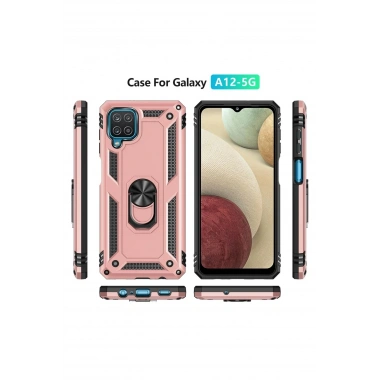 Mey İthalat®  Samsung Galaxy A22 Kılıf Sofya Yüzüklü Silikon Kapak - Rose