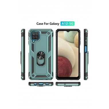 Mey İthalat® Samsung Galaxy A22 Kılıf Sofya Yüzüklü Silikon Kapak - Yeşil