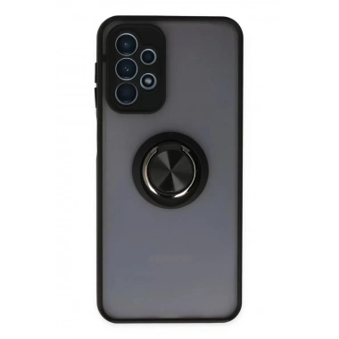 Mey İthalat®  Samsung Galaxy A23 4G Kılıf Montreal Yüzüklü Silikon Kapak - Siyah