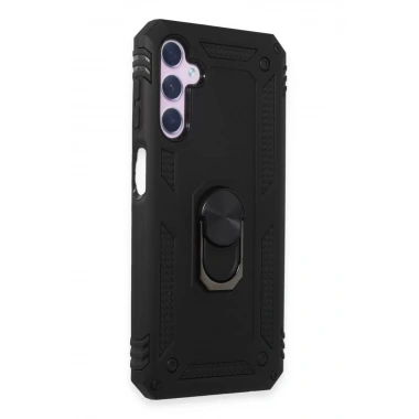 Mey İthalat®  Samsung Galaxy A24 4G Kılıf Sofya Yüzüklü Silikon Kapak - Siyah