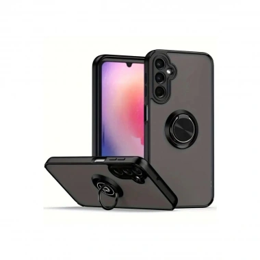 Mey İthalat®  Samsung Galaxy A26 Kılıf Montreal Yüzüklü Silikon Kapak - Siyah