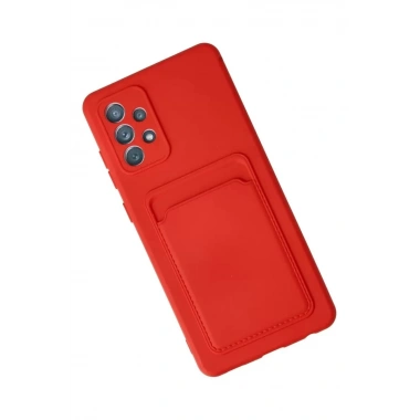 Mey İthalat®  Samsung Galaxy A32 Kılıf Kelvin Kartvizitli Silikon - Kırmızı