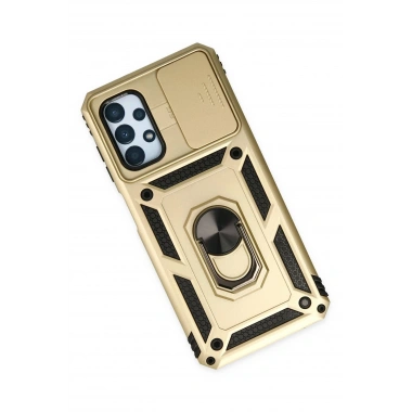Mey İthalat®  Samsung Galaxy A33 5G Kılıf Pars Lens Yüzüklü Silikon - Gold