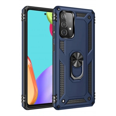 Mey İthalat® Samsung Galaxy A33 5G Kılıf Sofya Yüzüklü Silikon Kapak - Lacivert