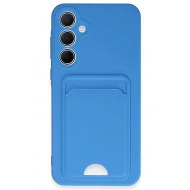 Mey İthalat®  Samsung Galaxy A35 5G Kılıf Kelvin Kartvizitli Silikon - Mavi