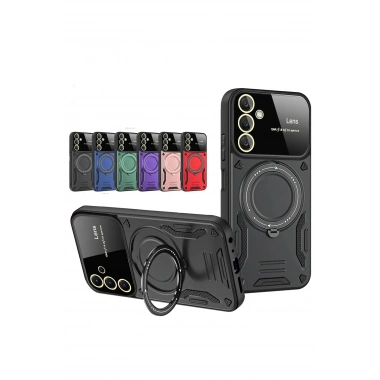 Mey İthalat®  Samsung Galaxy A36 Kılıf Joy Lens Standlı Kapak - Mor