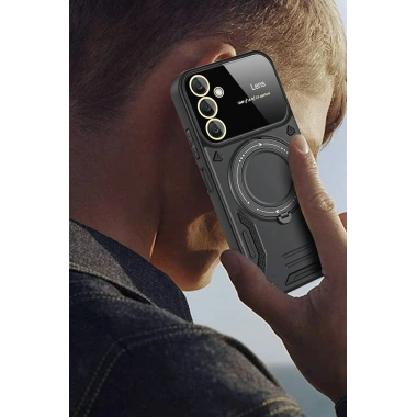Mey İthalat®  Samsung Galaxy A36 Kılıf Joy Lens Standlı Kapak - Mor