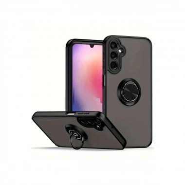 Mey İthalat®  Samsung Galaxy A36 Kılıf Montreal Yüzüklü Silikon Kapak - Siyah