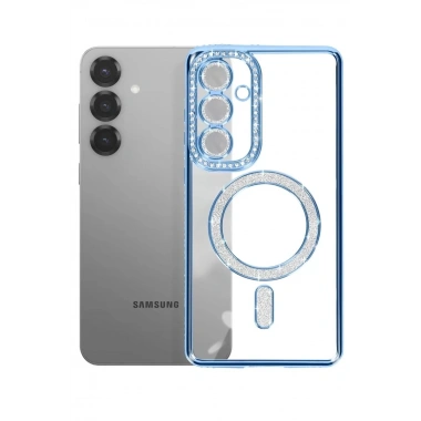 Mey İthalat®  Samsung Galaxy A37 5G Joke Simli Magneticsafe Kılıf - Mavi